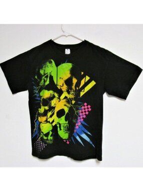 Mens Cygnus Graphic Colorful Skull Crew Neck Short Sleeve Cotton T Shirt XL